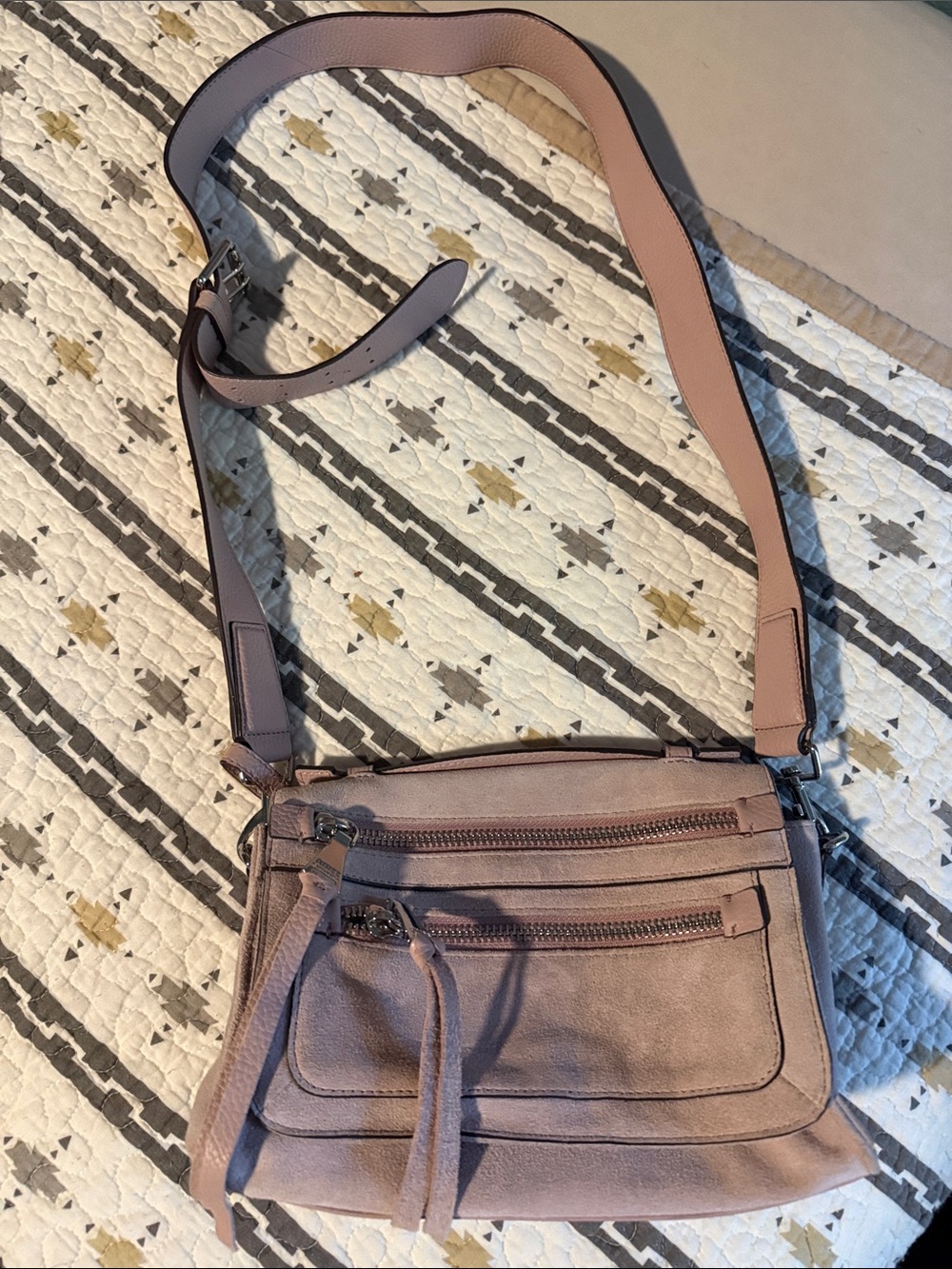 Aimee Kestenberg Blush Pink Crossbody Suede Bag